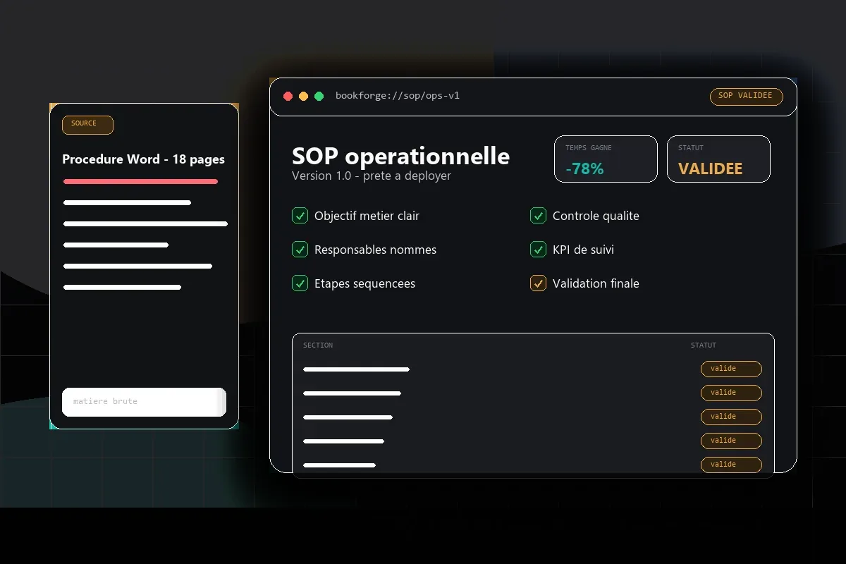 BookForge genere une SOP operationnelle a partir d'une procedure Word